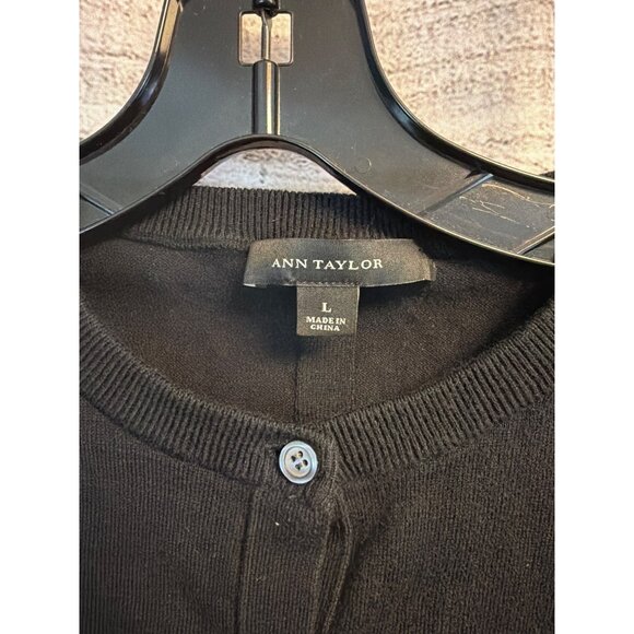 Ann Taylor Black Button-Up Cardigan Sweater Size L - Picture 2 of 3